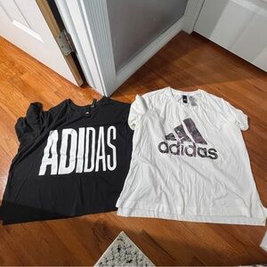 Bundle Lot of 2 Adidas Graphic Tees Plus Size 2X Black & White Athleisure